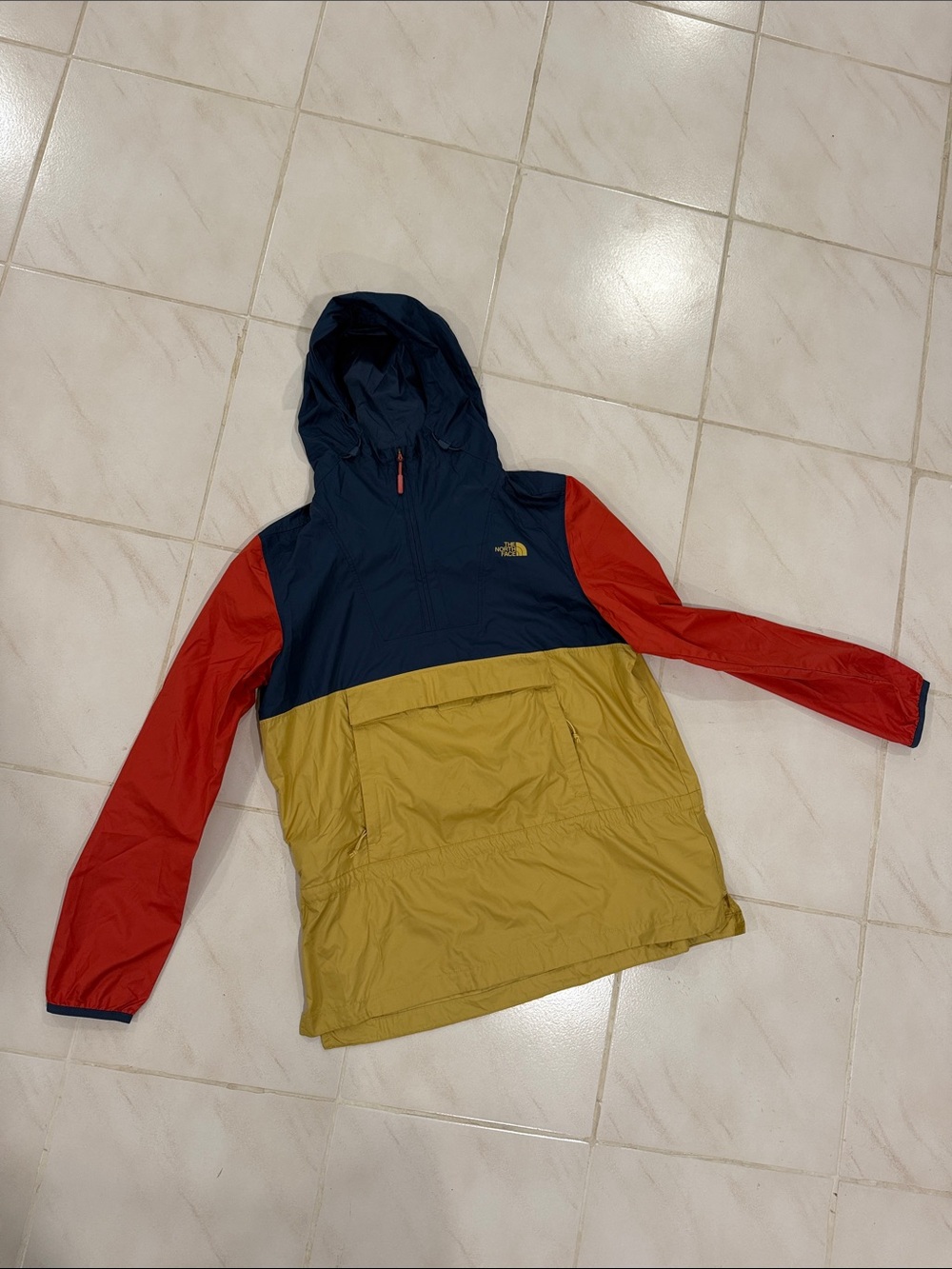 The North Face Women’s Fanorak Windbreaker Pullover - Navy, Red & Mustard